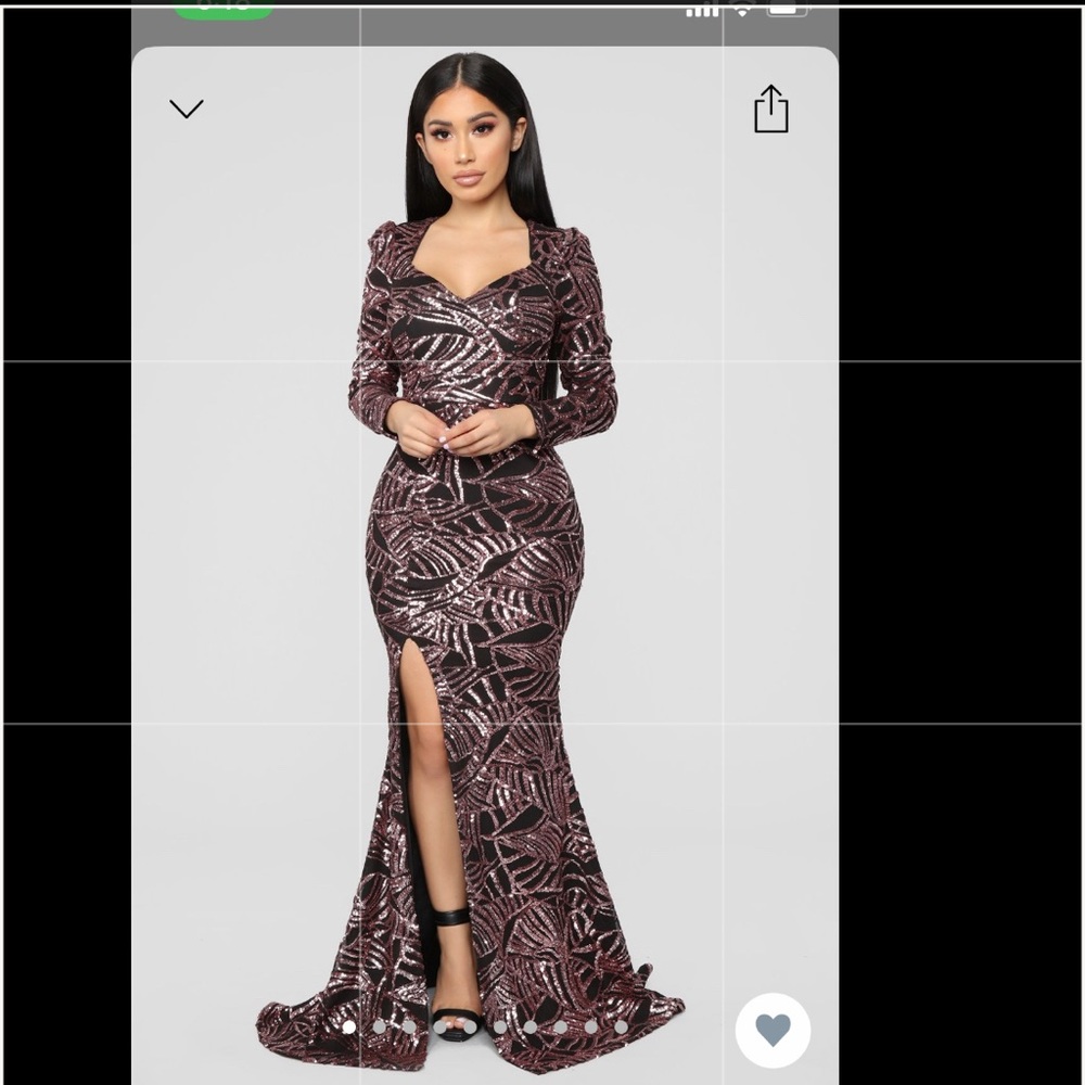 Pink and Black Sequin Gown